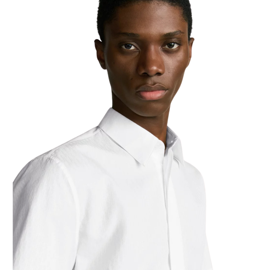 Chemise manches courtes Jacquard coton blanc Dior Oblique