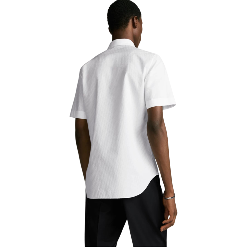 Chemise manches courtes Jacquard coton blanc Dior Oblique