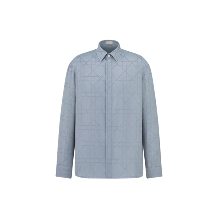 Chemise Cannage Dior Icon toile soie mélangée bleu