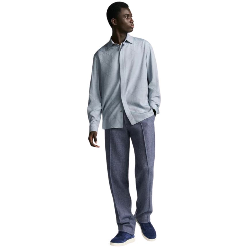 Chemise Cannage Dior Icon toile soie mélangée bleu