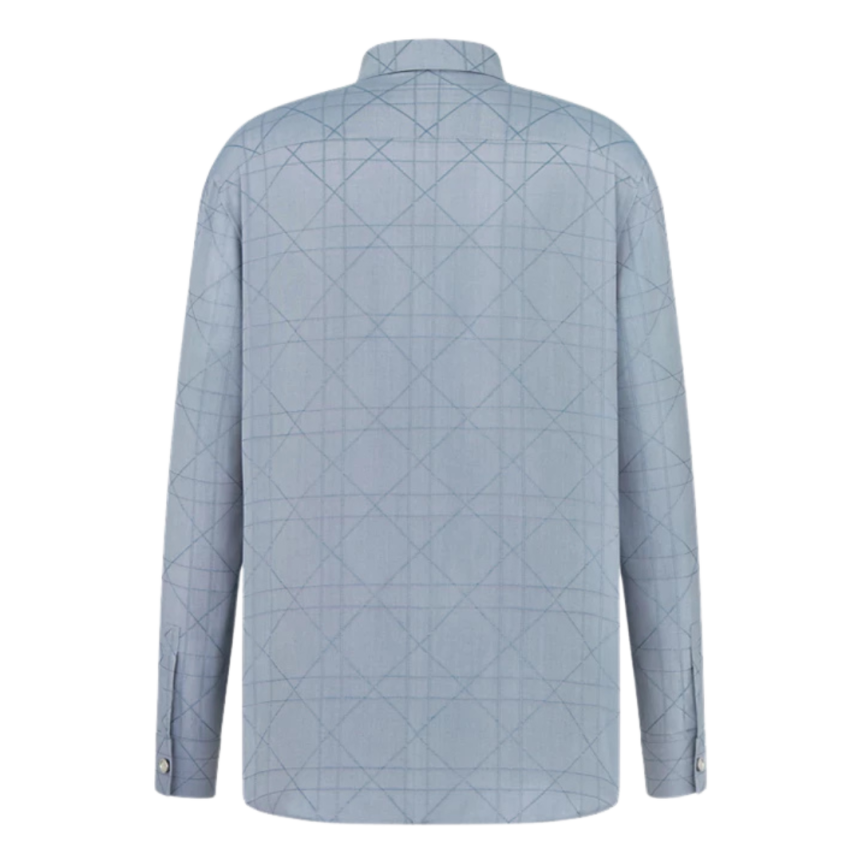 Chemise Cannage Dior Icon toile soie mélangée bleu