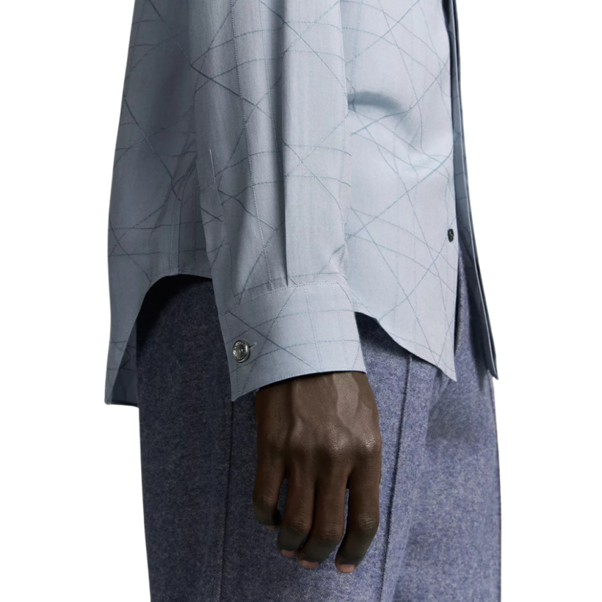 Chemise Cannage Dior Icon toile soie mélangée bleu