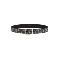 Ceinture toile jacquard Dior Oblique beige cuir veau grainé