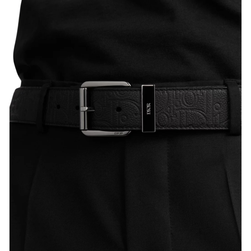 Ceinture Cuir Dior Gravity noir embossé