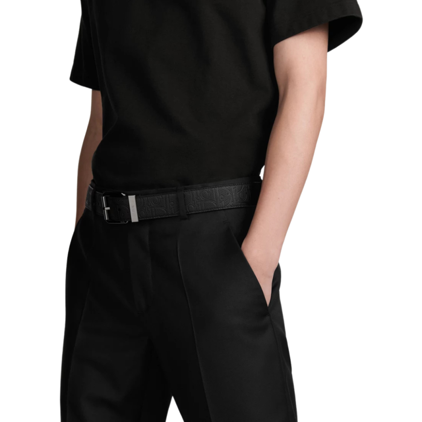 Ceinture Cuir Dior Gravity noir embossé