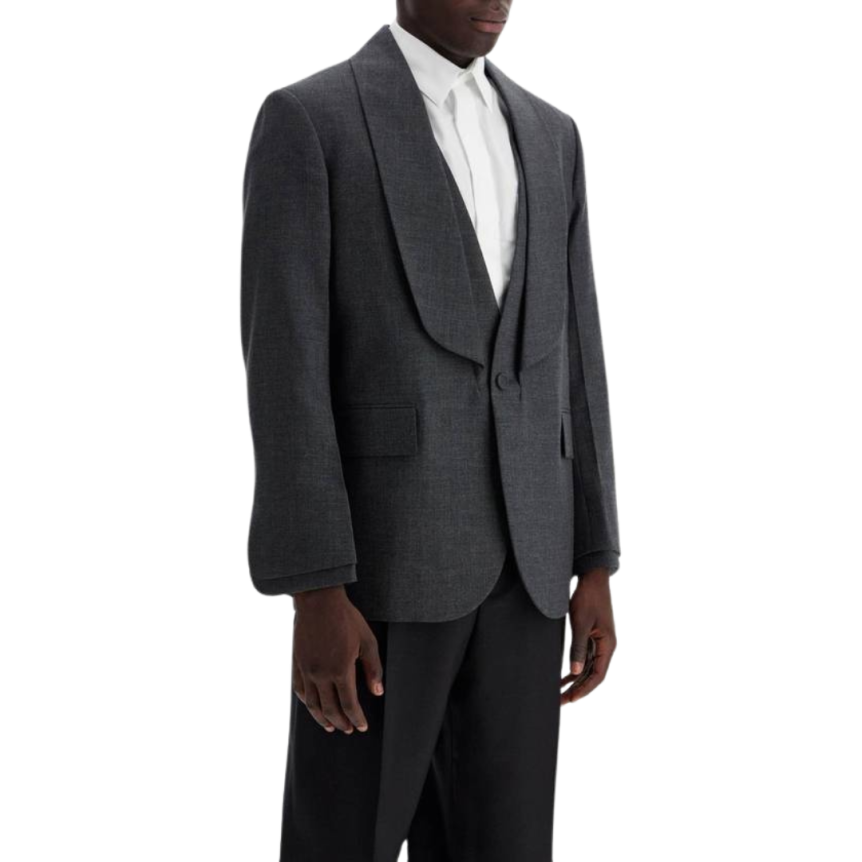 Veste blazer DIOR laine vierge gris col châle