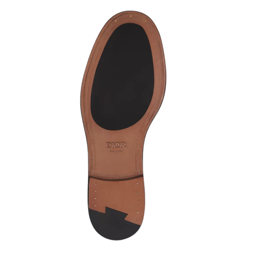 Mocassin DIOR Granville cuir grainé bleu surpiqure blanc