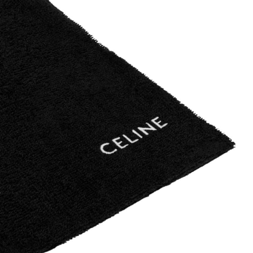 Short CELINE coton éponge noir cordon logo blanc