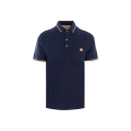 Polo piqué coton bleu marine écusson V Logo