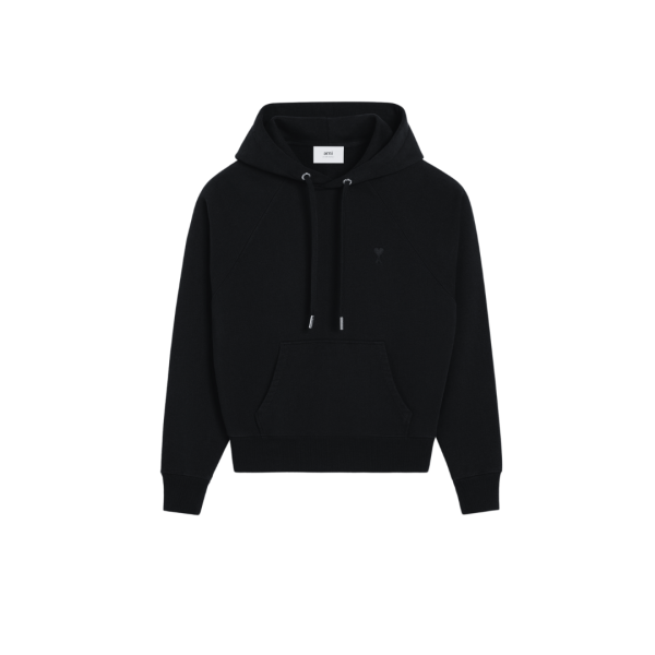 AMI Paris Sweat-shirt à capuche coton noir cœur noir