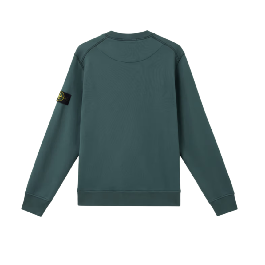 Sweat-shirt STONE ISLAND ras-du-cou molleton coton biologique vert bouteille