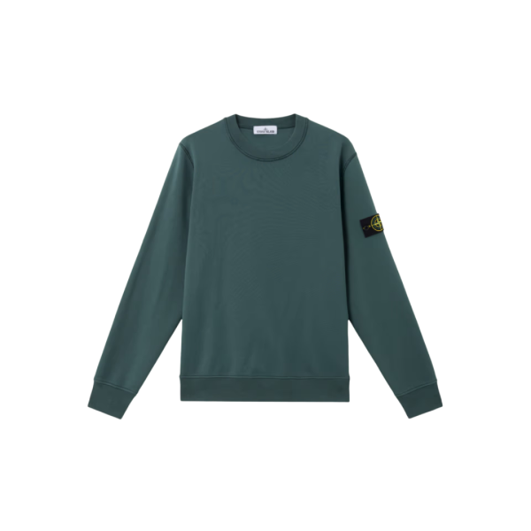 Sweat-shirt STONE ISLAND ras-du-cou molleton coton biologique vert bouteille