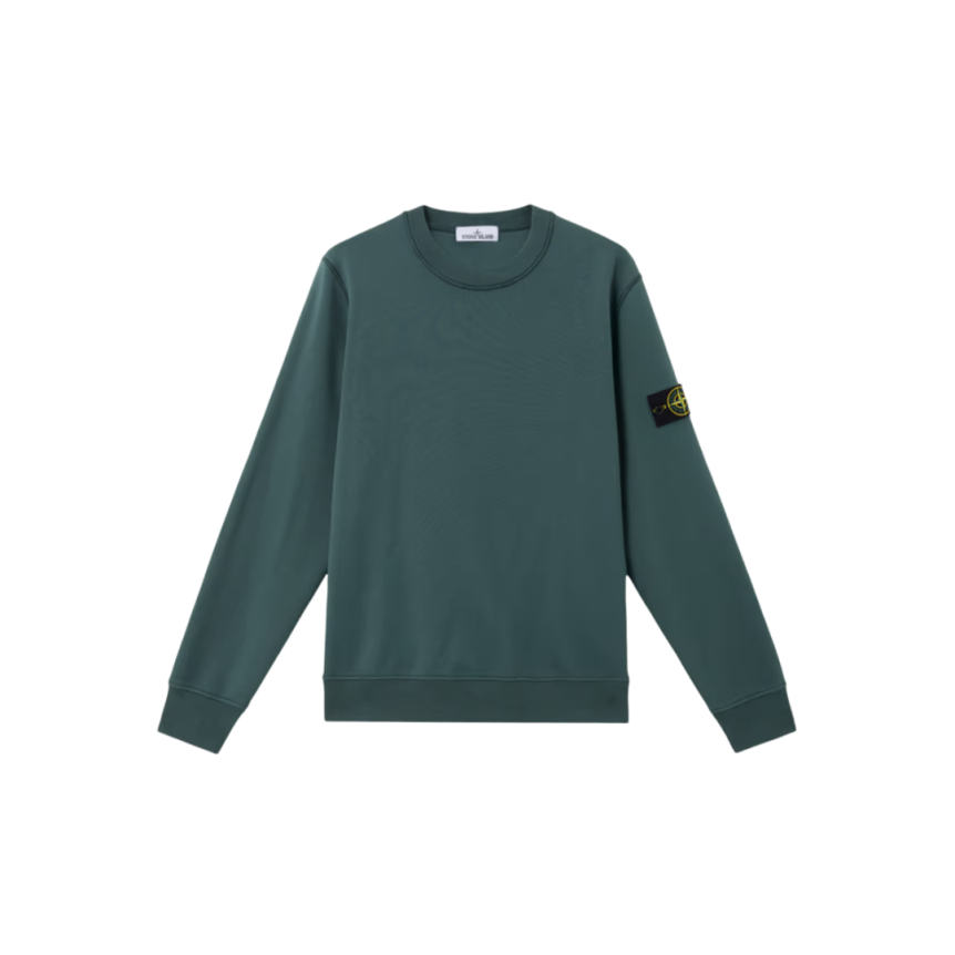 Sweat-shirt STONE ISLAND ras-du-cou molleton coton biologique vert bouteille
