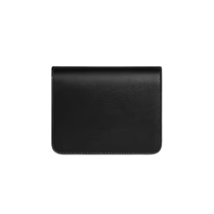 Portefeuille cartes CELINE compact cuir veau brillant noir Triomphe argent