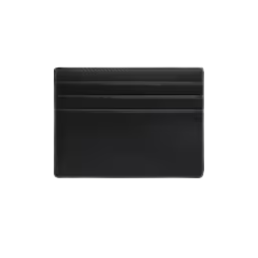 Porte cartes CELINE cuir veau brillant noir Triomphe argent