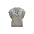 Pull col V maille Dazzling Ribbed Net lin gris sequins