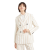 Veste croisée lin coton écru rayures marron Monile