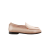 Mocassin souple cuir lisse nude beige rosé surpiqures orange