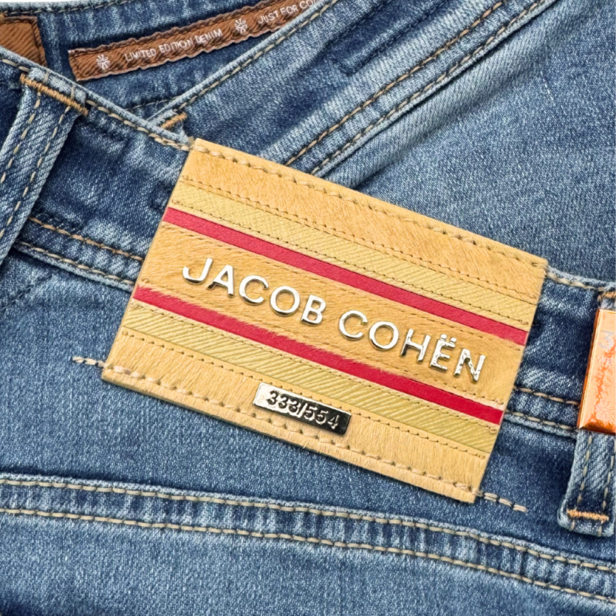 Jean slim JACOB COHEN Nick denim coton bleu clair Limited Edition