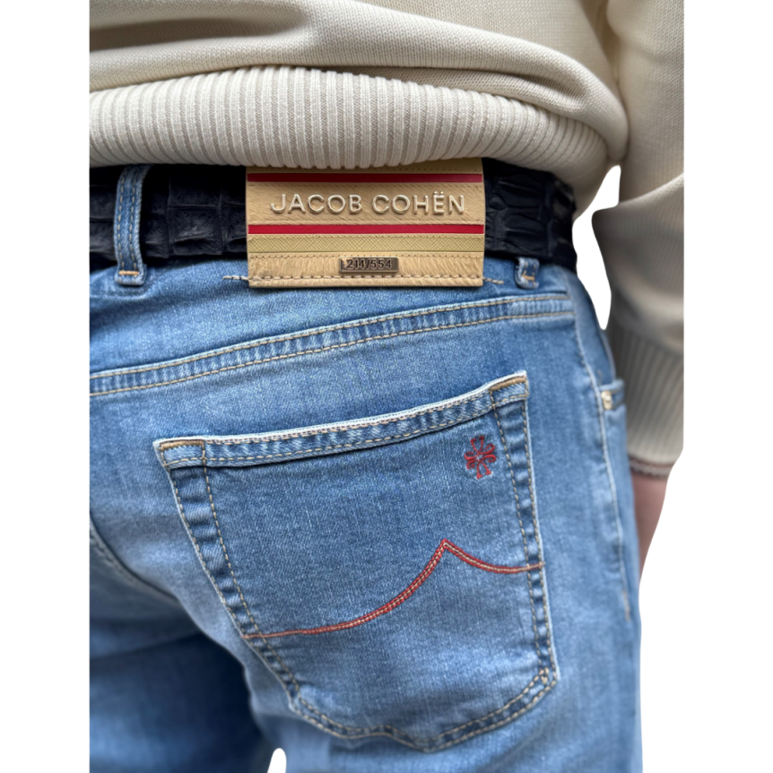 Jean slim JACOB COHEN Nick denim coton bleu clair Limited Edition