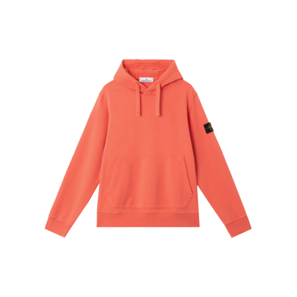 Sweat-shirt à capuche STONE ISLAND coton molleton orange papaye