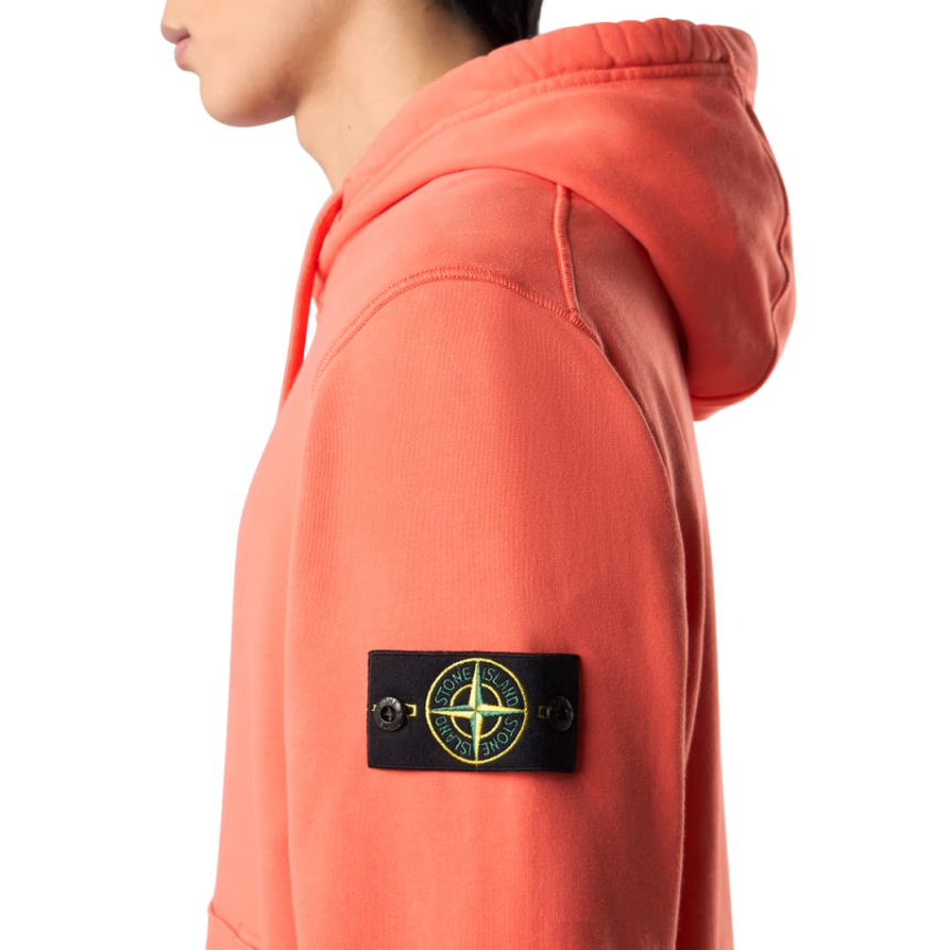 Sweat-shirt à capuche STONE ISLAND coton molleton orange papaye