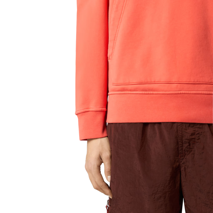 Sweat-shirt à capuche STONE ISLAND coton molleton orange papaye