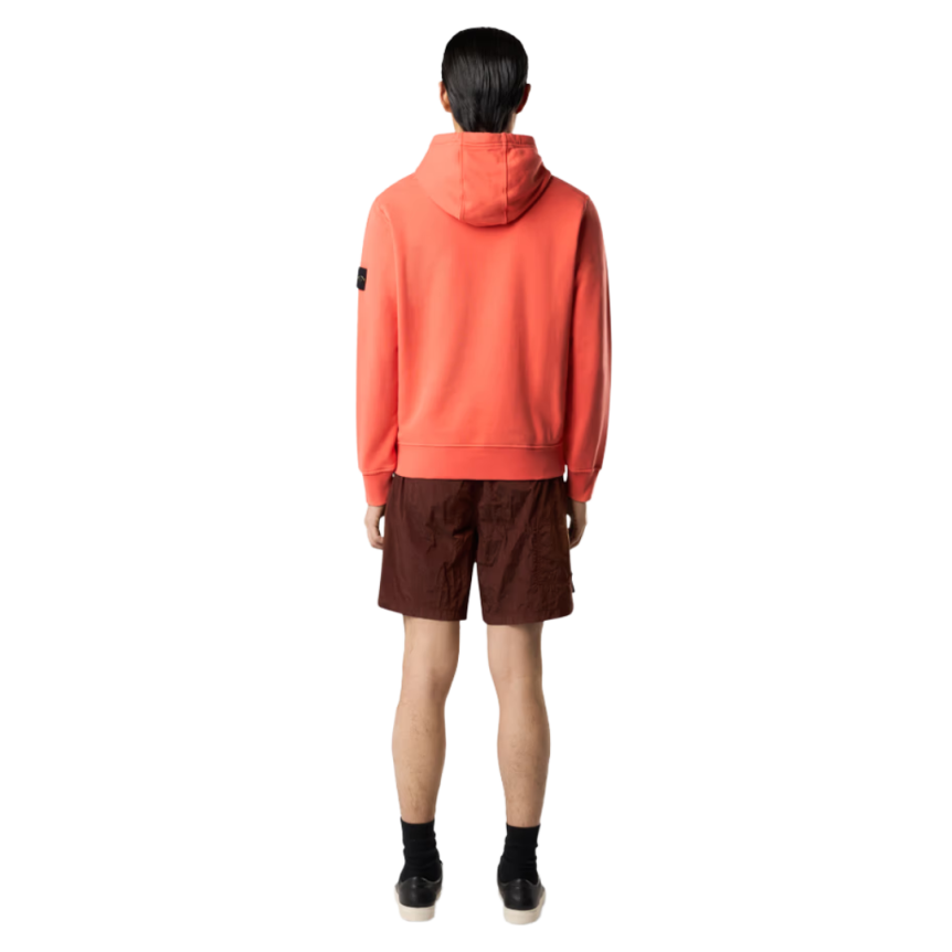 Sweat-shirt à capuche STONE ISLAND coton molleton orange papaye
