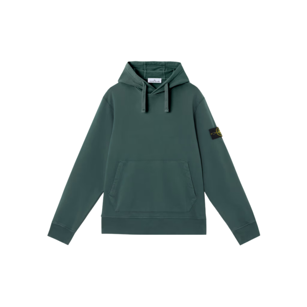 STONE ISLAND Sweat-shirt à capuche coton molleton vert bouteille