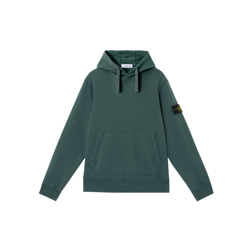 STONE ISLAND Sweat-shirt à capuche coton molleton vert bouteille