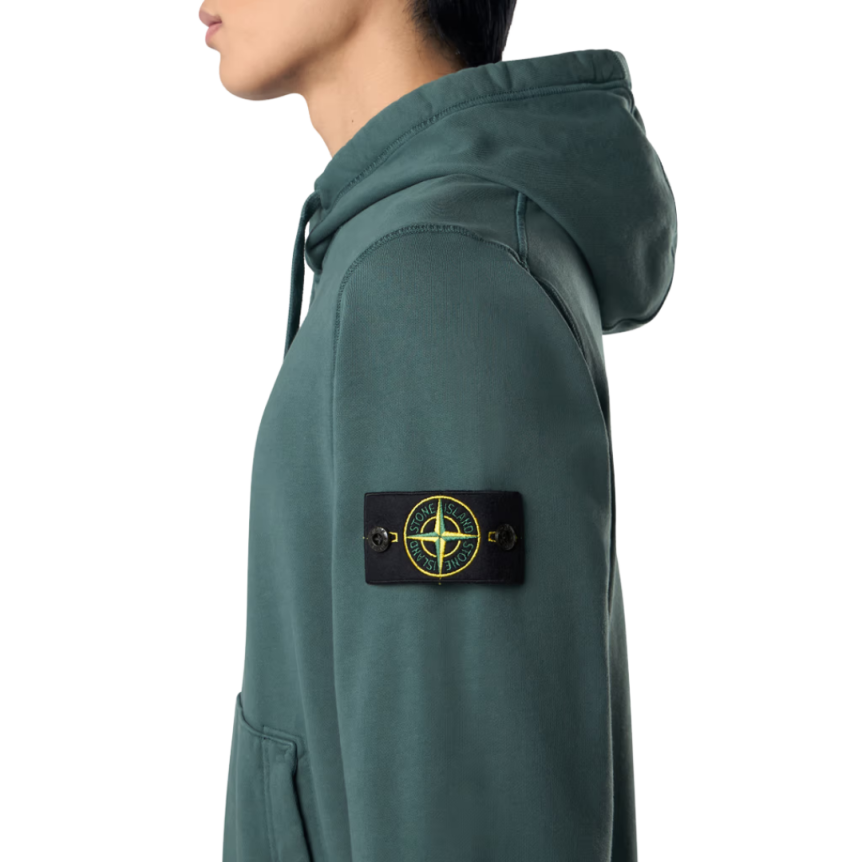 STONE ISLAND Sweat-shirt à capuche coton molleton vert bouteille