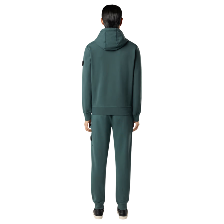 STONE ISLAND Sweat-shirt à capuche coton molleton vert bouteille