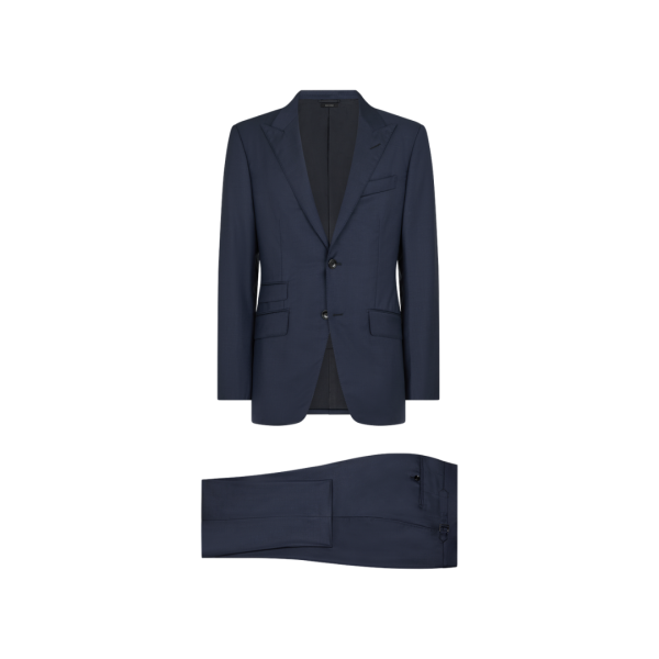 Costume droit TOM FORD O'Connor laine bleu marine col flèche