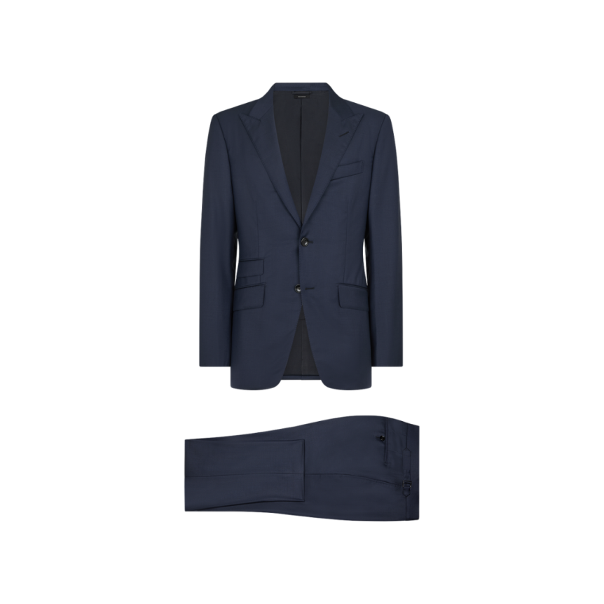 Costume droit TOM FORD O'Connor laine bleu marine col flèche