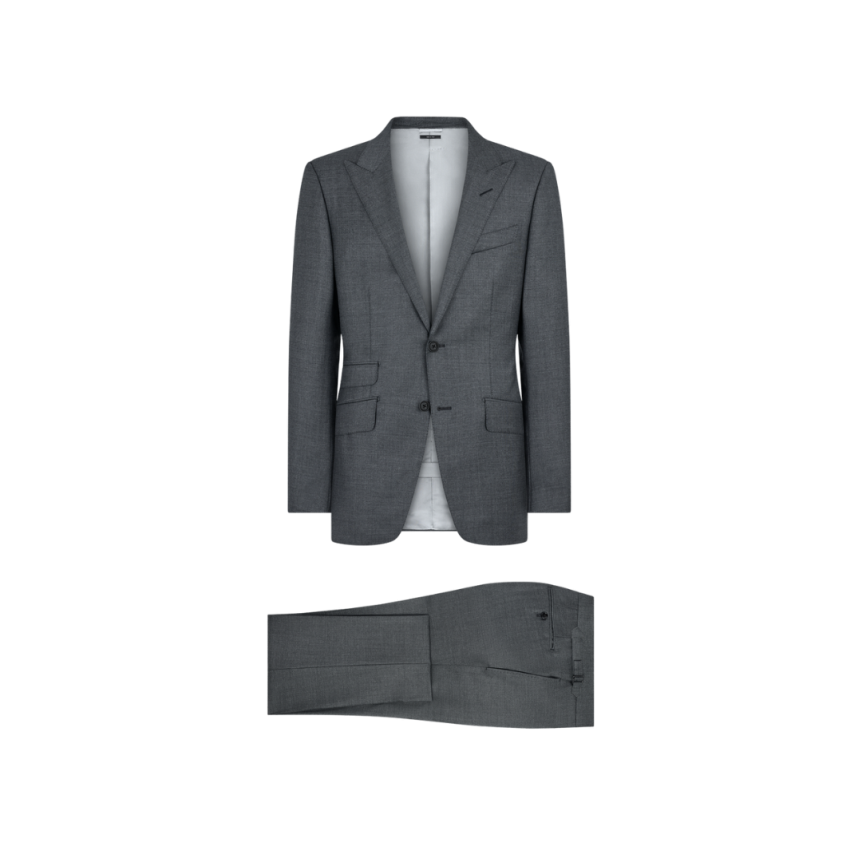 Costume droit TOM FORD O'Connor laine gris col flèche