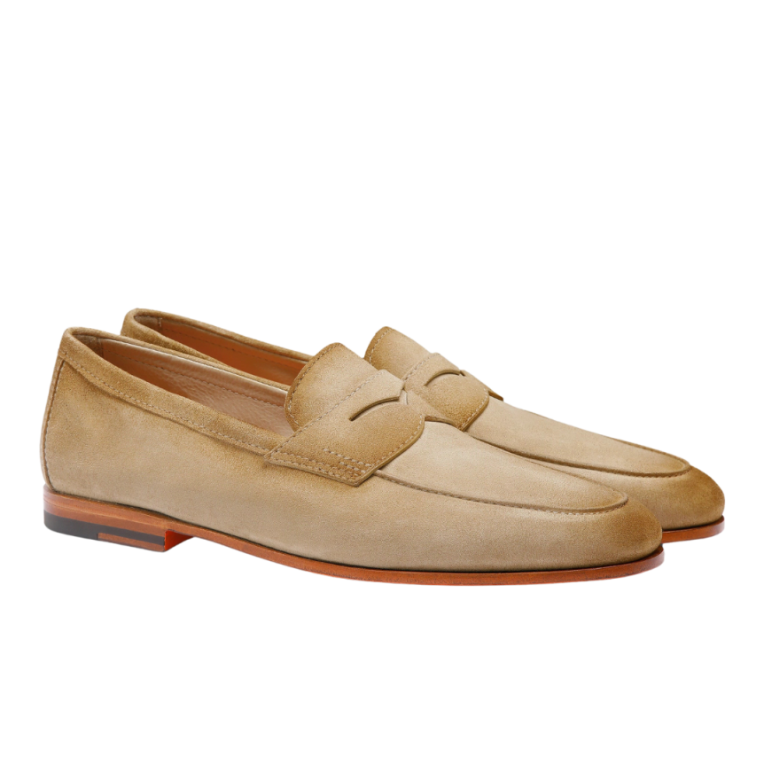 Mocassin SANTONI Carlo cuir daim beige