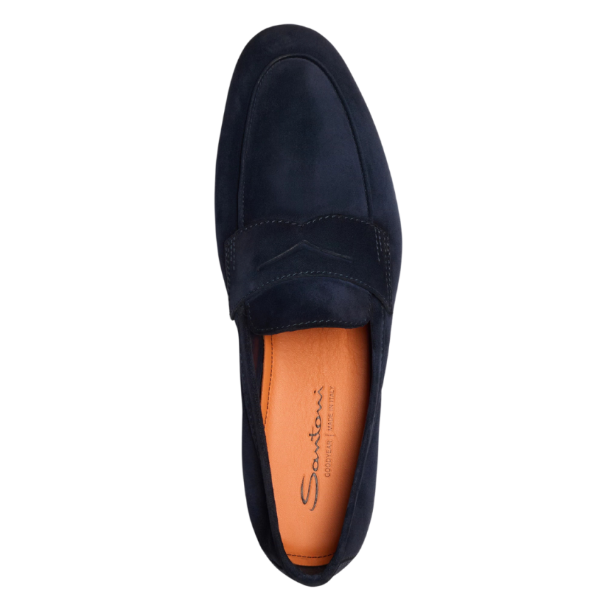 Mocassin SANTONI Carlo cuir daim bleu marine