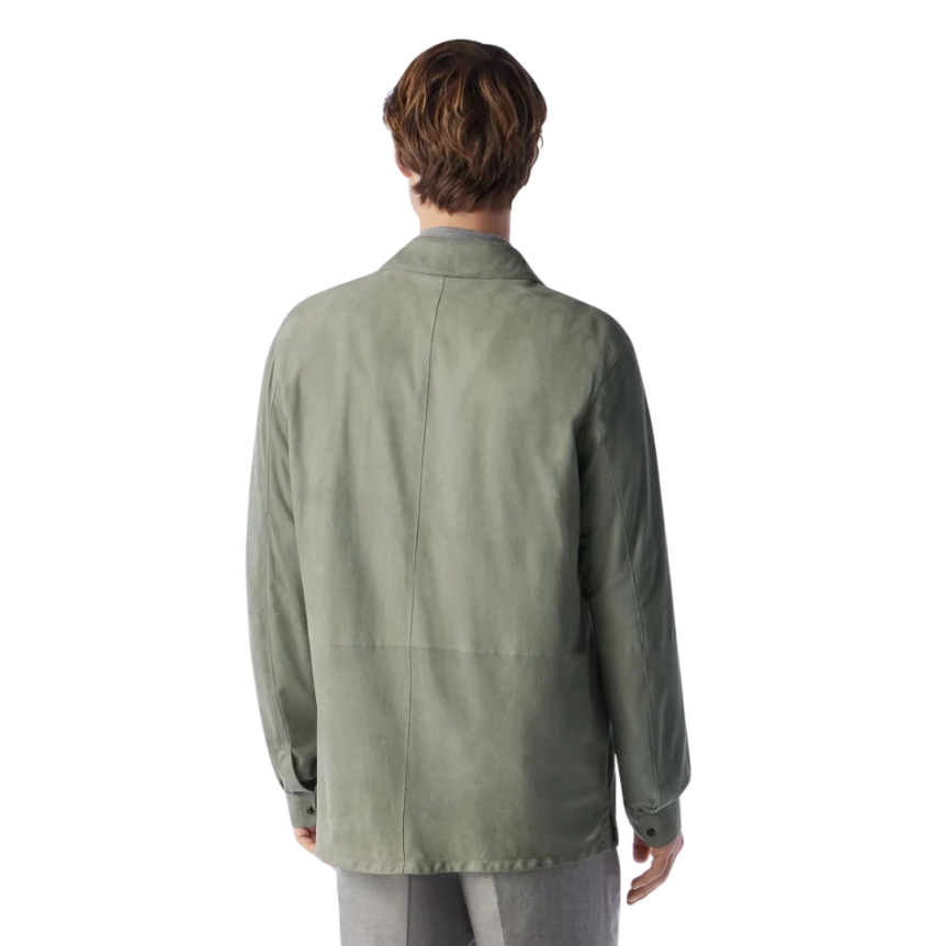 Blouson col chemise CORNELIANI daim crème poche poitrine