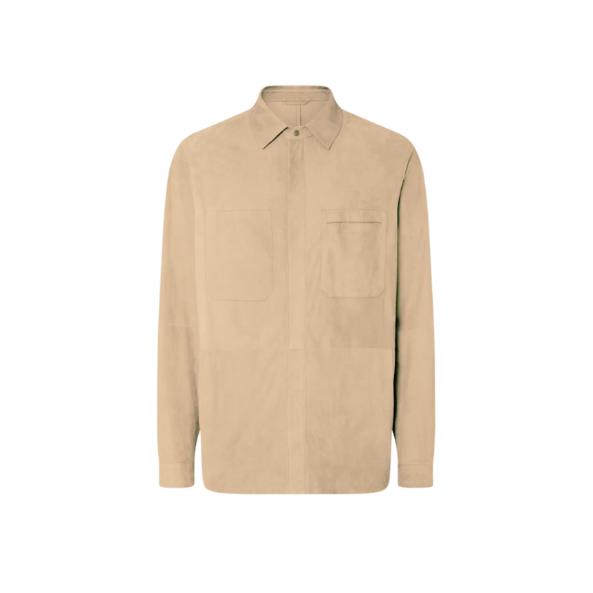 Blouson col chemise CORNELIANI daim crème poche poitrine