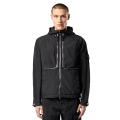 Blouson gilet capuche nylon noir métal Econyl® zip argent