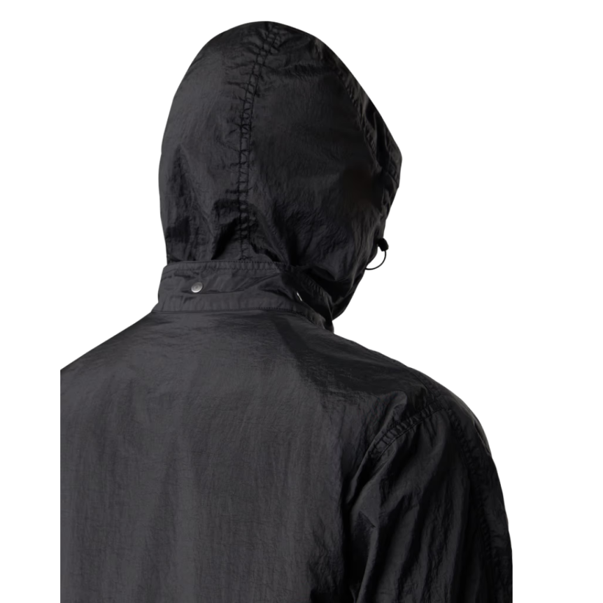 Blouson gilet capuche STONE ISLAND nylon noir métal Econyl® zip argent