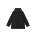 Blouson à capuche parka zippé nylon noir mat