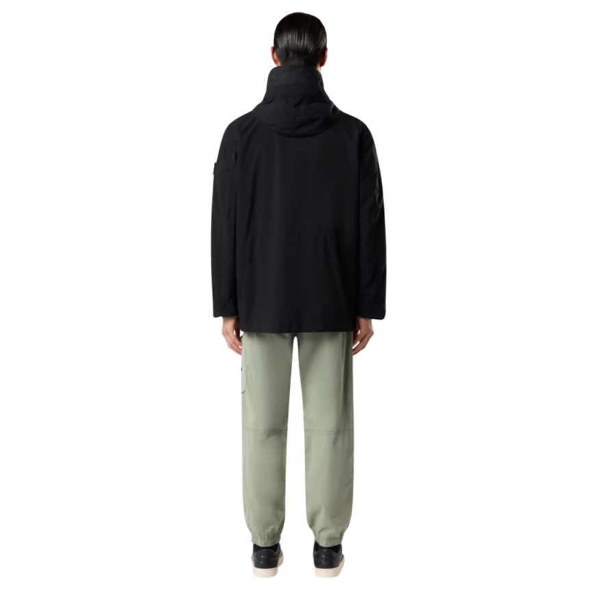 Blouson à capuche STONE ISLAND zippé nylon noir mat