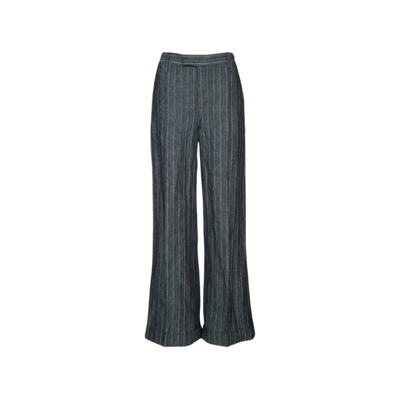 Pantalon à revers lin gris...