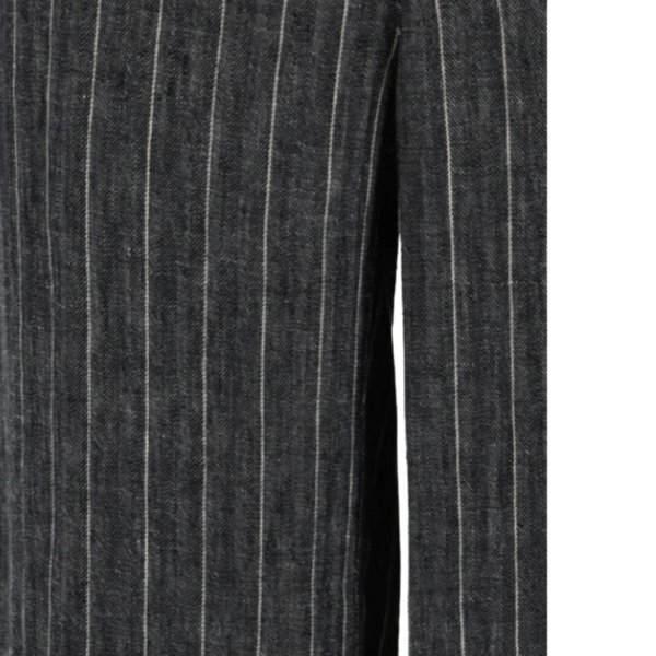 Pantalon à revers BRUNELLO CUCINELLI lin gris rayure tennis blanc