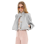 Veste boule froncée toile coton gris bouton corne