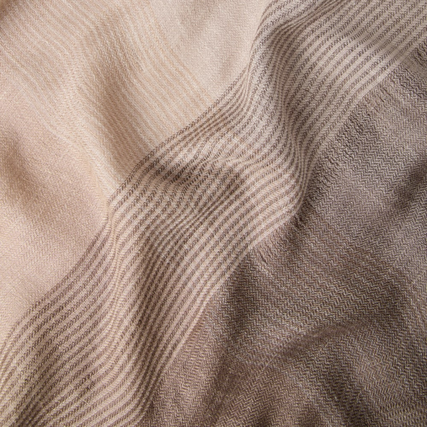 Echarpe BRUNELLO CUCINELLI soie lin fine rayure beige