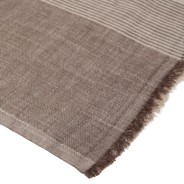 Echarpe BRUNELLO CUCINELLI soie lin fine rayure beige