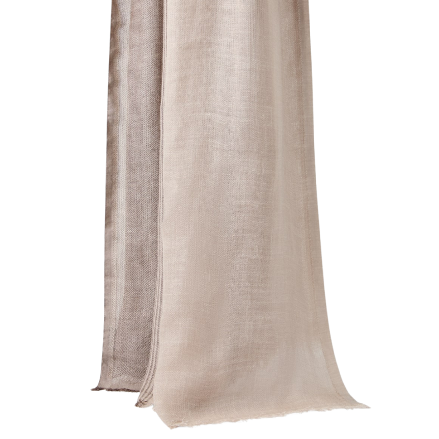 Echarpe BRUNELLO CUCINELLI soie lin fine rayure beige