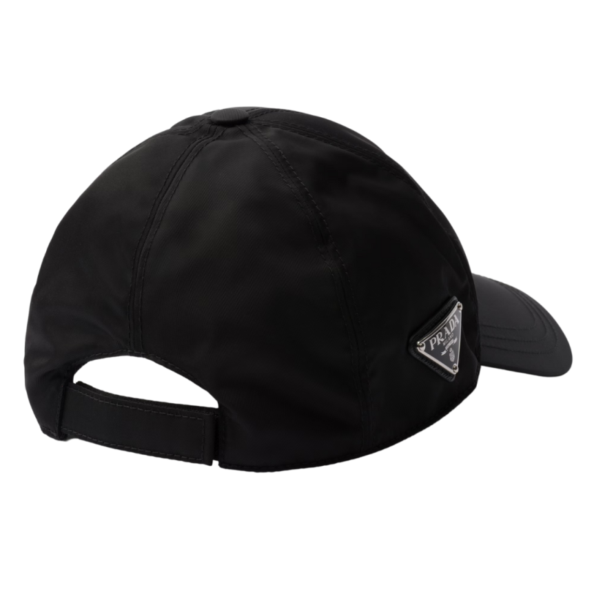 Casquette de baseball PRADA Re Nylon noir logo plaque métal